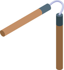 Wooden nunchaku rotating, demonstrating a martial arts technique, ideal for combat training and self defense