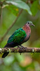 Fototapeta premium Colorful bird perched on branch (1)