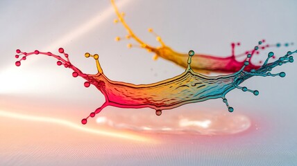 Colorful Water Splash Abstract Art with Rainbow Hues and Dynamic Forms.