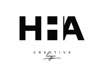 HHA Creative Minimalistic Negative Space Latter Logo with Modern Monogram for Branding and Business Letter mark Logo with Initial Letters Logo Design for Branding.	