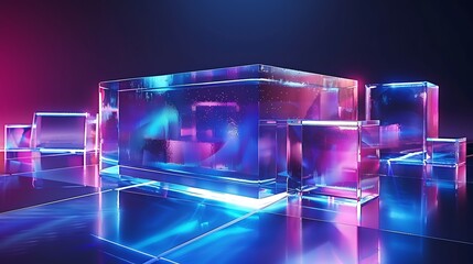 Ultra-Modern Glass Podium in High-Tech Environment