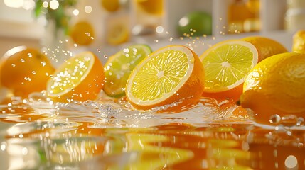 Vibrant Citrus-Themed Product Display for Refreshing Home Decor