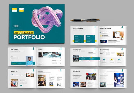 3D Designer Portfolio Landscape Layout Template