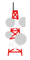Simple Graphic Illustration of Red and White Communication Tower