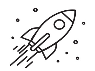 Elegant Space Travel Concept Outline Vector Illustration Icon