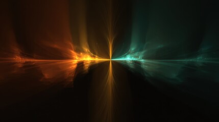 Abstract Light Waves Creating Dynamic Patterns in Vibrant Orange and Teal Colors with a Dark Background for Artistic and Creative Projects