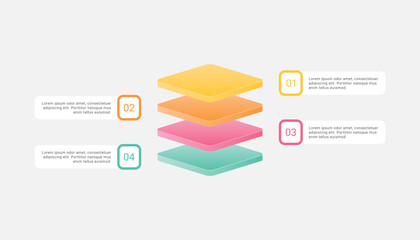 3d block with 4 layers infographic template design