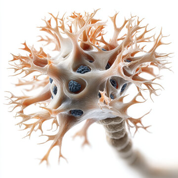 Organic neuron neural cell synapse axon microstructure biomorph spiky white background scientific medical