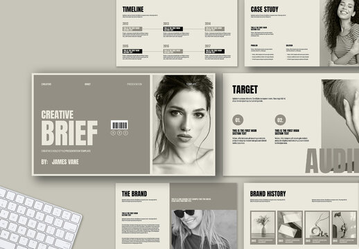 Modern Creative Brief Presentation Template Layout for Marketing Design