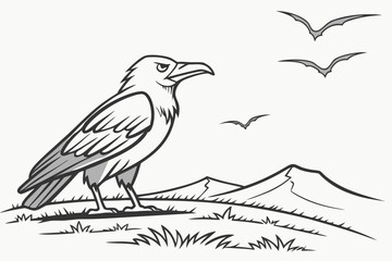 Flying Eagle and Sneaker Line Art Duet Vector