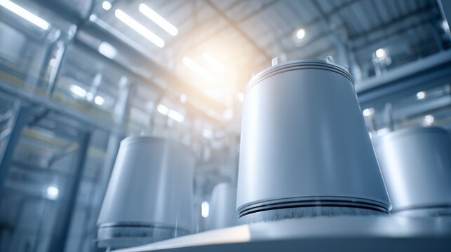 Automated Textile Production: modern spinning machines at work, an ode to industrial efficiency, highlighting the precision of textile manufacturing.