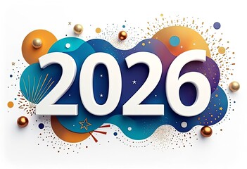 Bright design with numbers 2026 on an abstract background
