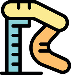 Colorful aquapark slide measuring height icon symbolizing summer fun, water activities, and amusement parks
