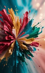 Explosive Burst of Vibrant Colors Artistic Paint Splash.