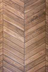 Wood chevron texture. Warm panels. Modern interior