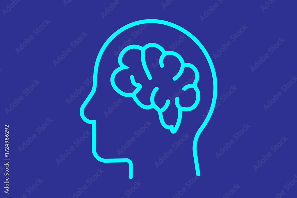 Poster head with neural nodes icon.data science icon. suitable for websites, applications, user interfaces,