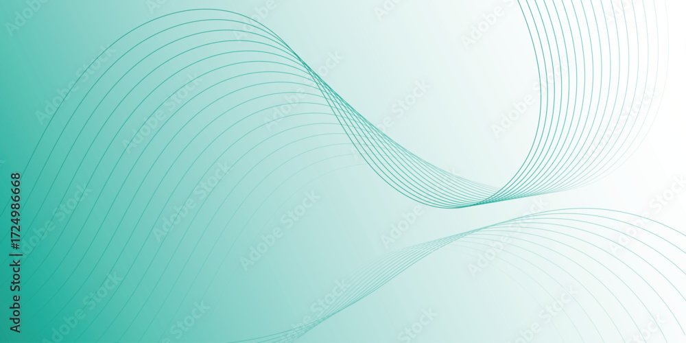 Poster abstract background with dynamic and elegant green wavy lines. simple vector illustration.