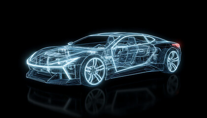 futuristic car, structure light of line Ai Generative 71290395 1