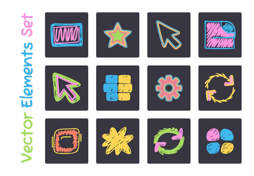 Colorful Doodle Elements Vector Set