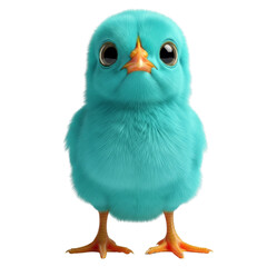 Adorable teal chick plush toy with big eyes