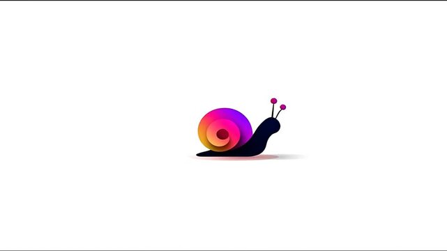 Colorful snail graphic on white background