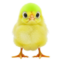 Adorable fluffy yellow chick with bright green head