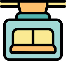 Cable car cabin hanging on ropeway, offering scenic transportation up a mountain