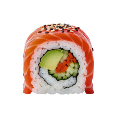 Delicious Salmon Sushi Roll with Avocado and Fresh Vegetables A Flavorful Culinary Delight Featuring Vibrant Colors and Exquisite Presentation Perfect for Sushi Lovers