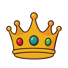 A cartoonish golden crown with three jewel embellishments, radiating royalty and playful charm, perfect for designs needing a touch of majestic whimsy and lighthearted regal elegance vector 
