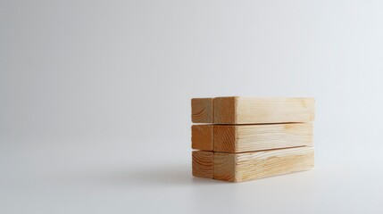 Stacked Wooden Blocks: Three wooden blocks, neatly stacked, showcasing the raw, natural beauty and simple geometric shapes. The subtle textures and warm tones invite contemplation.
