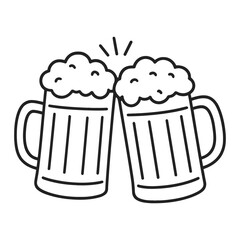 mug of beer and cake on white background