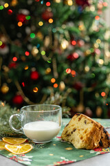 Traditional Christmas panettone with milk
