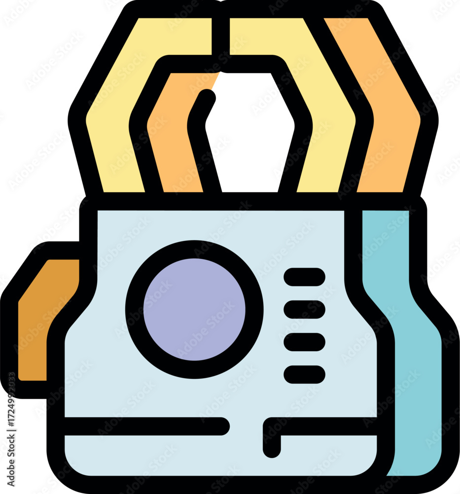 Poster futuristic robot head featuring advanced sensors and camera, exploring the fascinating world of arti