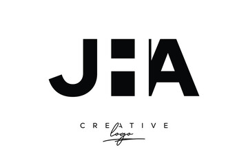 JHA Creative Minimalistic Negative Space Latter Logo with Modern Monogram for Branding and Business Letter mark Logo with Initial Letters Logo Design for Branding.	