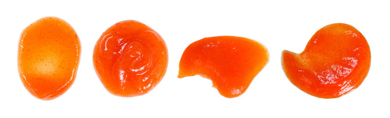 Set collection or collage of red chili sauce isolated on transparent background