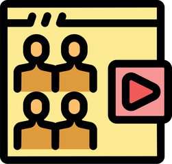 Video conference displaying four people attending online meeting, using video call for business communication