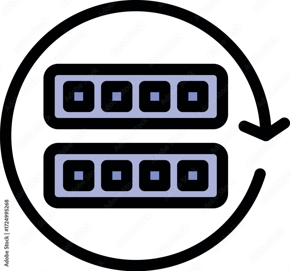 Fototapete circular arrow updating data storage, symbolizing data synchronization, server refresh, and system u