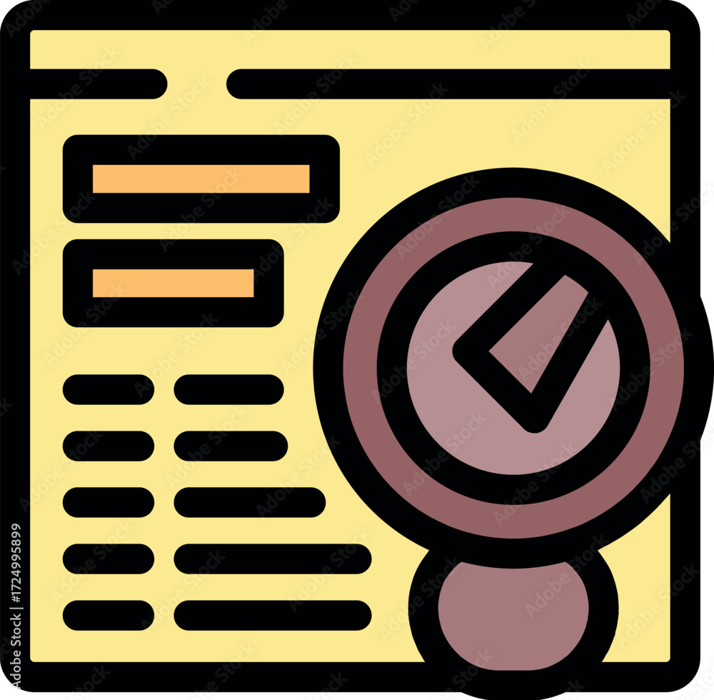 Fototapete web analytics icon with magnifying glass focusing on performance data, symbolizing website analysis 