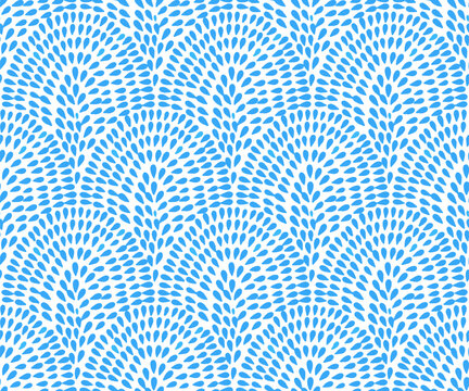 Seamless wavy pattern. Abstract overlapping fans or fish scales. Decorative repeat texture. Vector illustration.