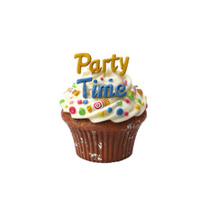 Celebrate sweet moments with a frosted cupcake topped with sprinkles and a "Party Time" message, perfect for birthdays, festive events, and cheerful gatherings full of fun and joy