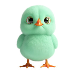 Adorable fluffy teal chick with big eyes