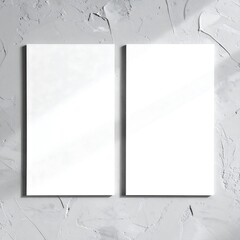 Two blank white canvases on textured background