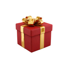 Elegant red gift box with golden ribbon, perfect for birthdays, Christmas, or special occasions, adding a touch of luxury and excitement to every celebration