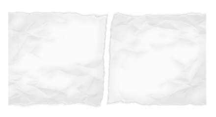 ripped two torn crumpled white paper pieces background