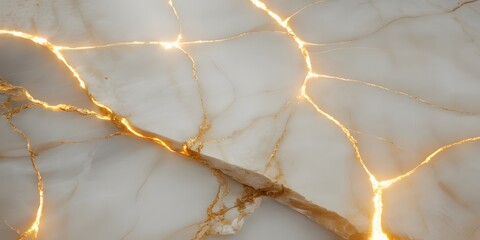 Shimmering Golden Neural Network Alabaster Marble