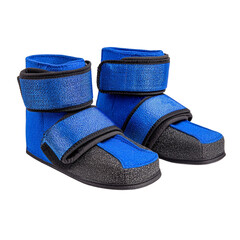 Modern vibrant blue orthopedic slippers for comfortable recovery, perfect for physical therapy, post-op care, and stylish foot support, offering ease and a touch of fashion