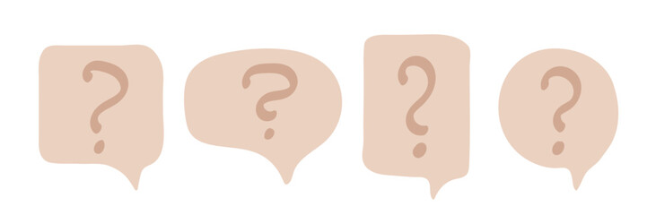 Hand drawn dialog boxes with question mark. Vector illustration