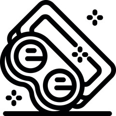 Portable cassette player placed on a surface is emitting sparkles, representing its vintage charm and nostalgic appeal