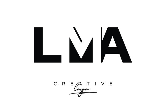 LMA Creative Minimalistic Negative Space Latter Logo with Modern Monogram for Branding and Business Letter mark Logo with Initial Letters Logo Design for Branding.	