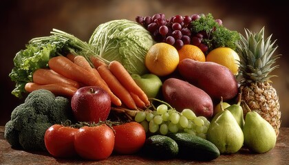 Assorted fresh fruits and vegetables